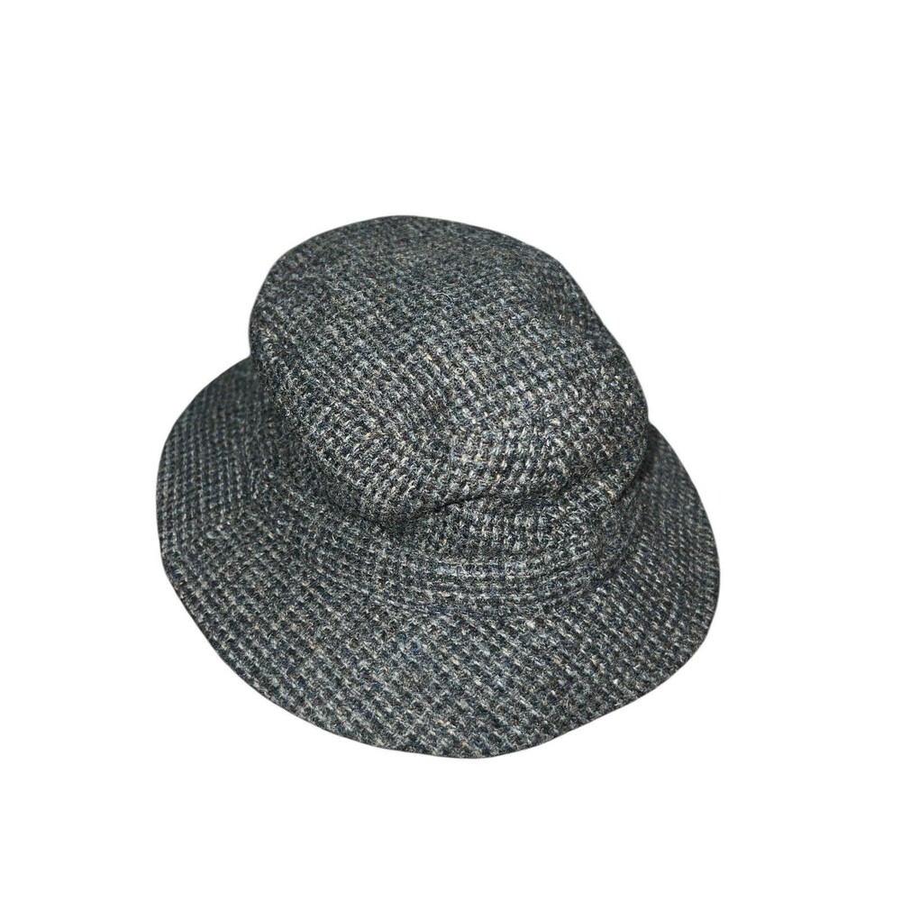 Vintage LL BEAN Harris Tweed 100% Scottish Wool Bucket Hat Gore-Tex Gray Size M